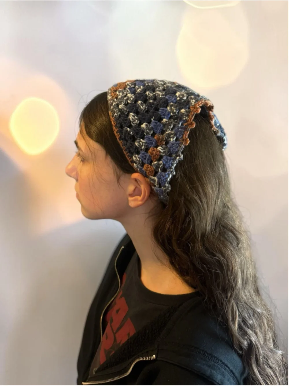 🧶 Handmade Crochet Tie-Back Kerchief | By Becka | Boho Granny Stitch Head Scar
